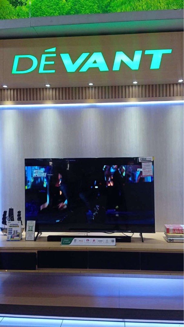 DEVANT LED SMART TV (Category: TV) located in Manila. Submitted by may572156 (Listing ID 1348503056, Image 3). Description: DEVANT LED SMART TV SMART LED TV 32STW101-9,390 43STW101- 13,600 UHD TV 43UHD205-15,200 50UHD205-17,450 55UHD205-22,450 with free soundbar 55UHW201-18,650 65UHD205-30,400 free soundbar 75UHD205- 42,900 QUANTUM TV 50QUHV05-23,000 with SB50 soundbar 50QUHW01-19,500 55QUHV05- 25,600 with free soundbar 65QUHV05- 34,350 65QUHW01-