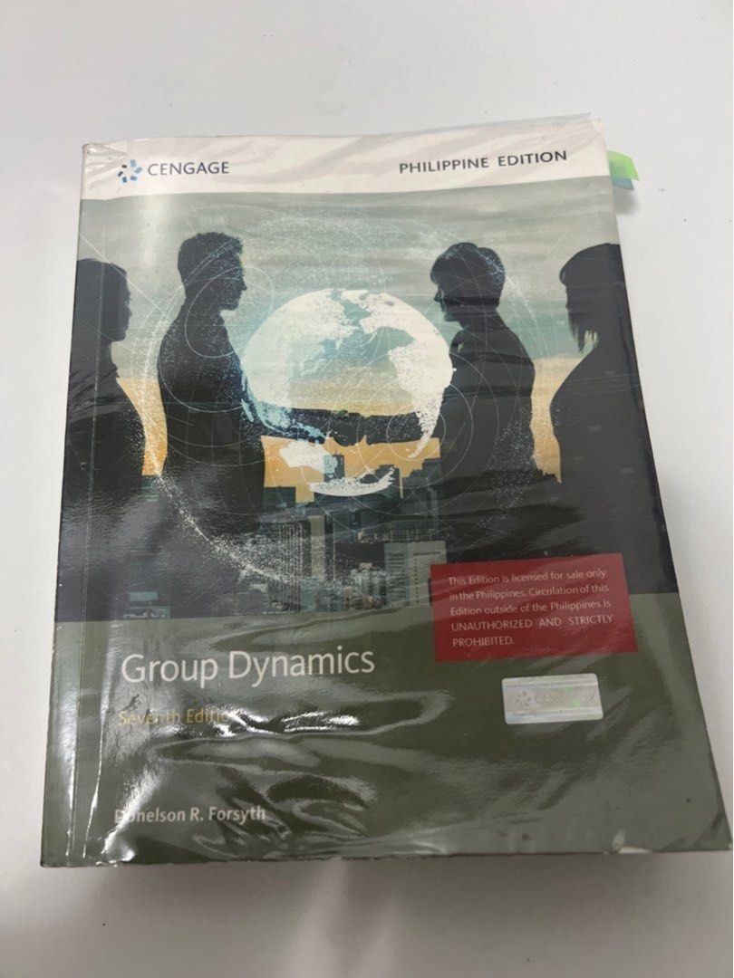 Group Dynamics (Category: Textbooks) located in Manila. Submitted by eyeftee (Listing ID 1348569318, Image 1). Description: 🖇️ Group Dynamics Seventh Edition. by Donelson R. Forsyth original copy wrapped in a plastic cover mop: gcash, maya, bdo mod: lalamove & angkas/grab padala dm for inquiries.