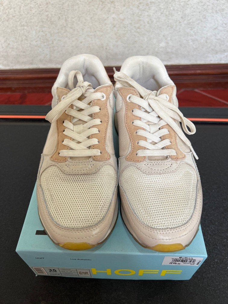 Hoff sneakers (Category: Sneakers) located in Quezon City. Submitted by decluttering25 (Listing ID 1348452660, Image 1). Description: Bought in Rustans for 6,450php Used a few times Really nice color RFS - de cluttering From 3500 now at 2k.