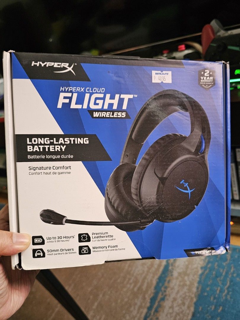 HyperX Cloud Flight Wireless for PS5 and PC (Category: Headphones & Headsets) located in Pasig City. Submitted by jumpedmarrow979 (Listing ID 1348433018, Image 1). Description: HyperX Cloud Flight Wireless for PS5 and PC Brand new and sealed Mall Price: 4895 My Price: 3500 Location: Pasig MoP: GCash, Maya, bank transfer.
