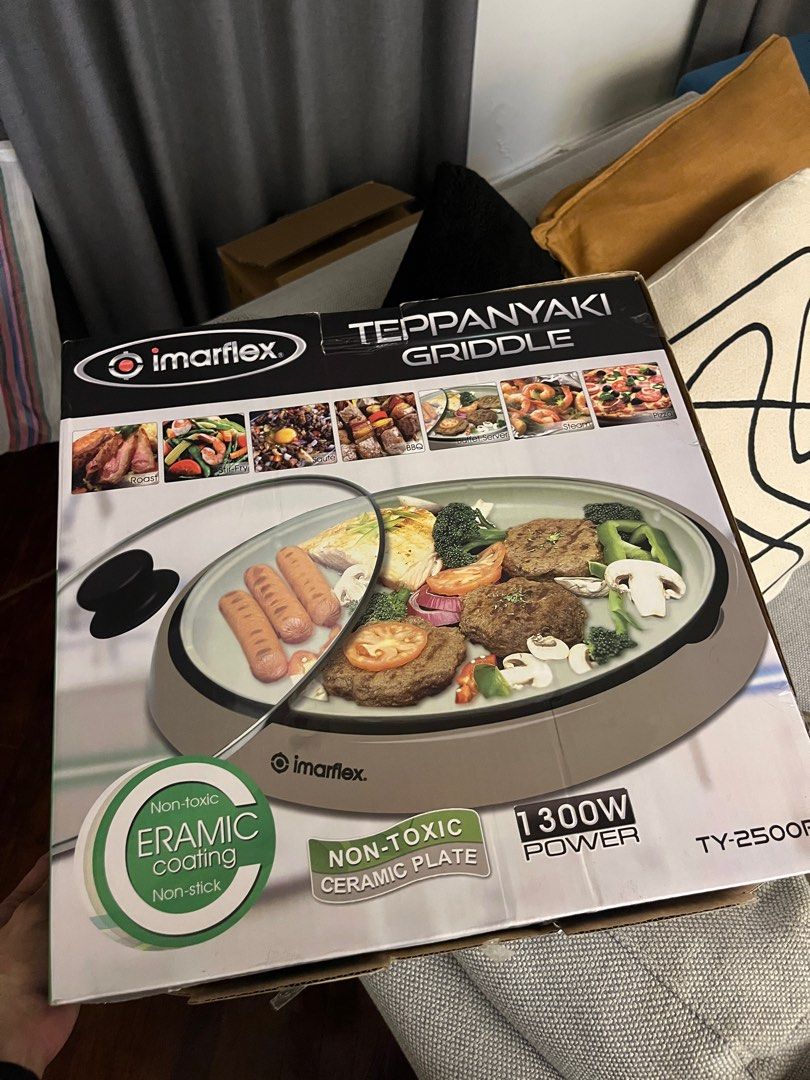 Imarflex Teppanyaki Griddle (Category: Cookware & Accessories) located in Makati City. Submitted by ennapam (Listing ID 1348579591, Image 1). Description: Imarflex Teppanyaki Griddle. I only used this once then I got really lazy to cook again. It’s like new and still in a box. Please see details in one of the photos posted. A similar one is being sold in another platform for around 3,000. Can send actual photos upon request but it really is like 