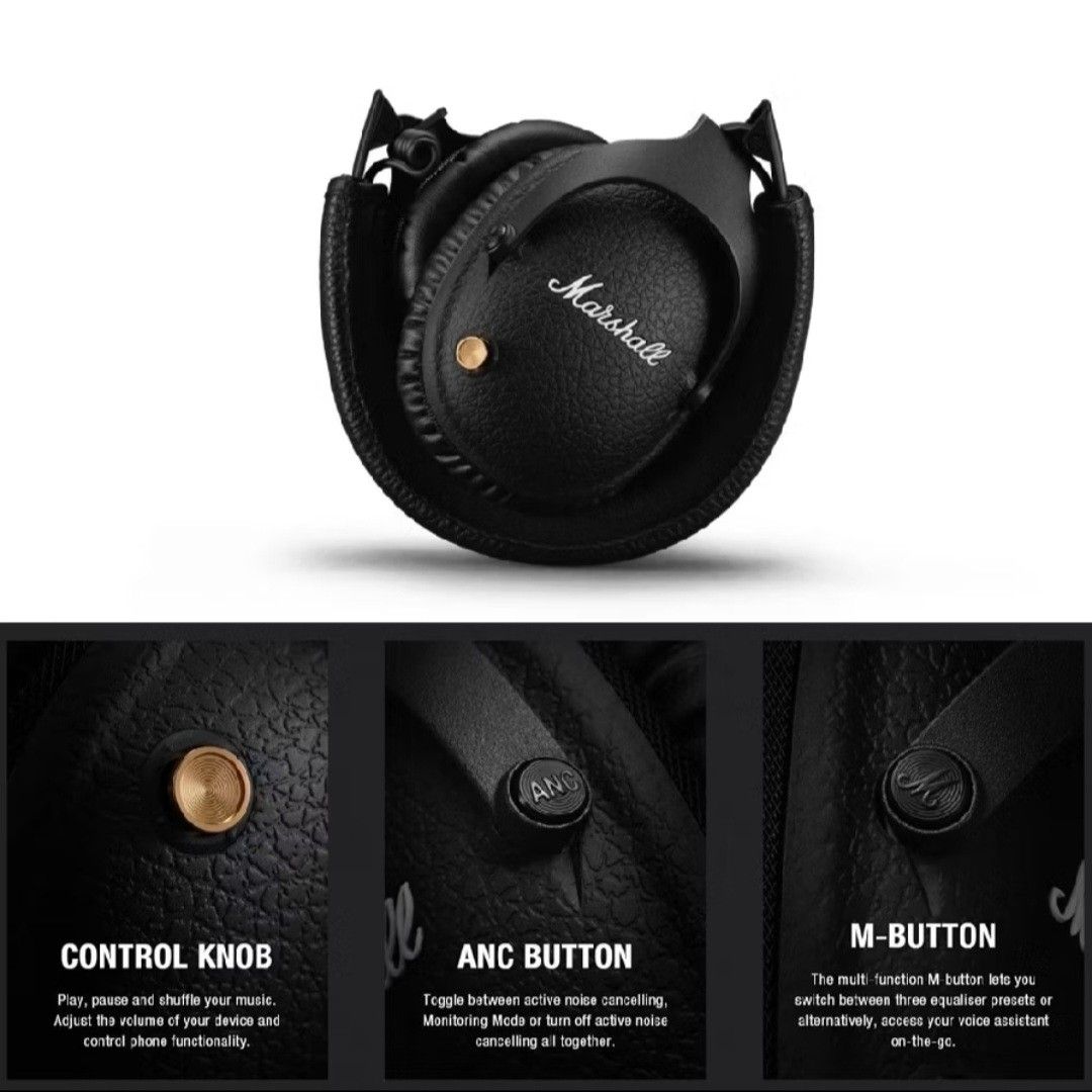 MARSHALL MONITOR BLUETOOTH A.N.C. (Category: Headphones & Headsets) located in Baguio. Submitted by dashoutlet (Listing ID 1348437247, Image 3). Description: MARSHALL MONITOR BLUETOOTH - wireless bluetooth headphones with mic noice cancellation headsets. Main Features: - Multi-directional control knob - 2 mics installed for calls - Ergonomic construction - Collapsible design - 15 mins of charging is 5 hrs of playtime - USB type-C port for chargin