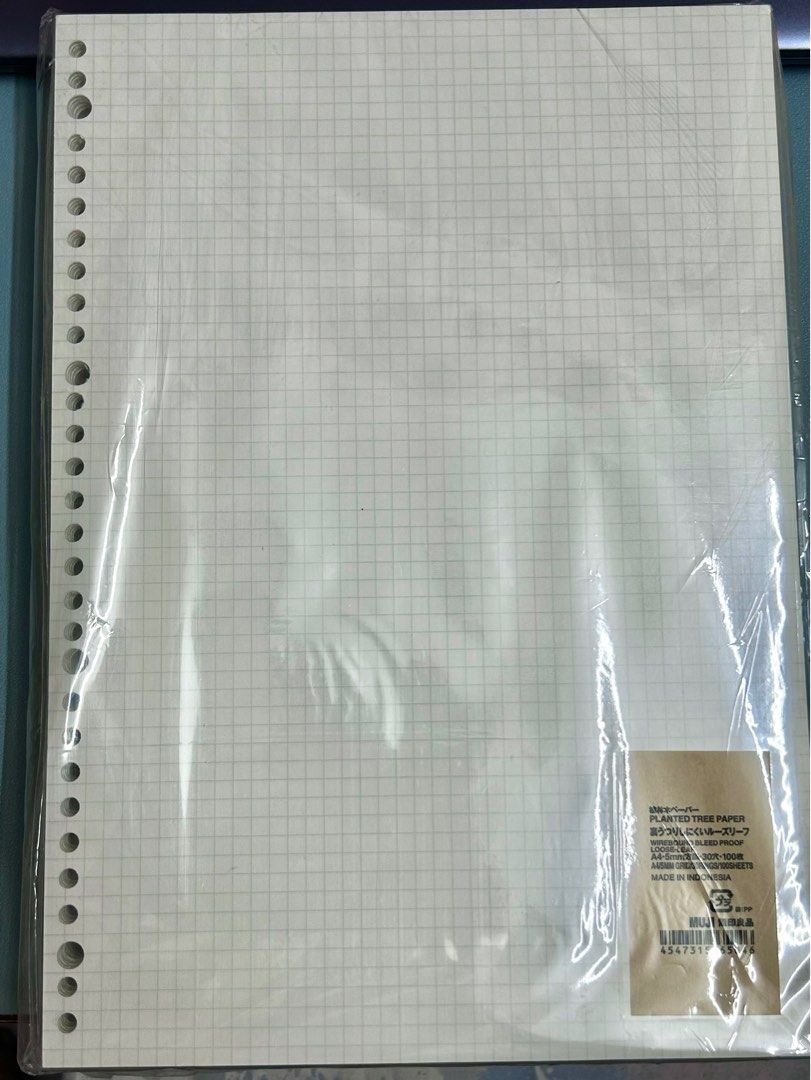 Muji Loose Leaf A4 Plantation Grid Paper, Hobbies & Toys, Stationery ...