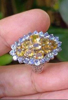 Natural CITRINE & TANZANITE cocktail ring