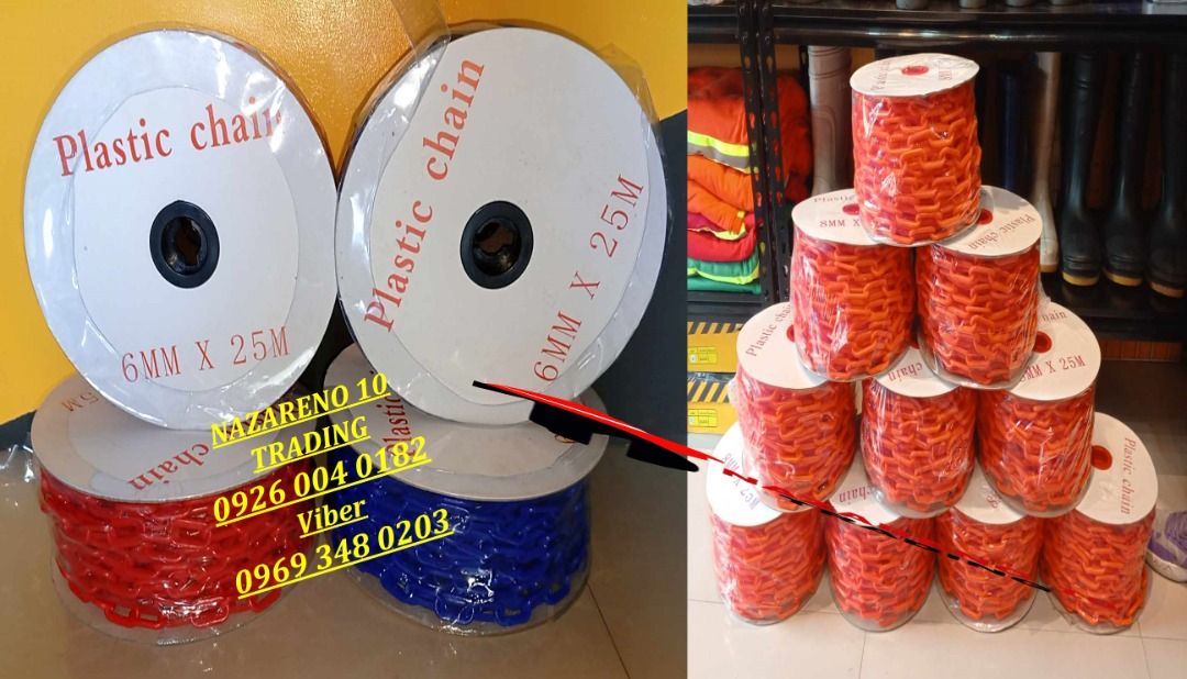 PLASTIC CHAIN INDUSTRIAL CHAIN (Category: Construction Tools & Equipment) located in Las Pinas. Submitted by itsmegelai.ram (Listing ID 1348461855, Image 1). Description: PLASTIC CHAIN * Highly visible * UV stabilized for indoor/outdoor use * Suitable for creating temporary barriers/borders * For Queueing Line SIZES: 6mm x 25meters 8mm x 25meters 10mm x 25meters Pin Location: Nazareno 10 Trading #12 General Tirona Highway Mabolo 3 Bacoor Cavite C