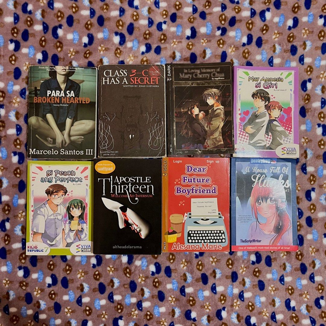 PRELOVED WATTPAD BUNDLE BOOK | POPFIC SIZZLE CLOAK PSICOM (Category: Storybooks) located in Manila. Submitted by honeyschai (Listing ID 1348585161, Image 3). Description: ‼️ TAKE ALL (9 books) for 500 ‼️ negotiable for sure buyer! - SELLING MY PRELOVED WATTPAD BOOKS! - condition:NO highlights, NO tear pages - rfs: decluttering AVAILABLE BOOKS: ⭐️ CLOAK POP FICTION 1. black equation: the forgotten ones ⭐️ VIVA PSICOM/OTHERS 2. para sa brokenhearte