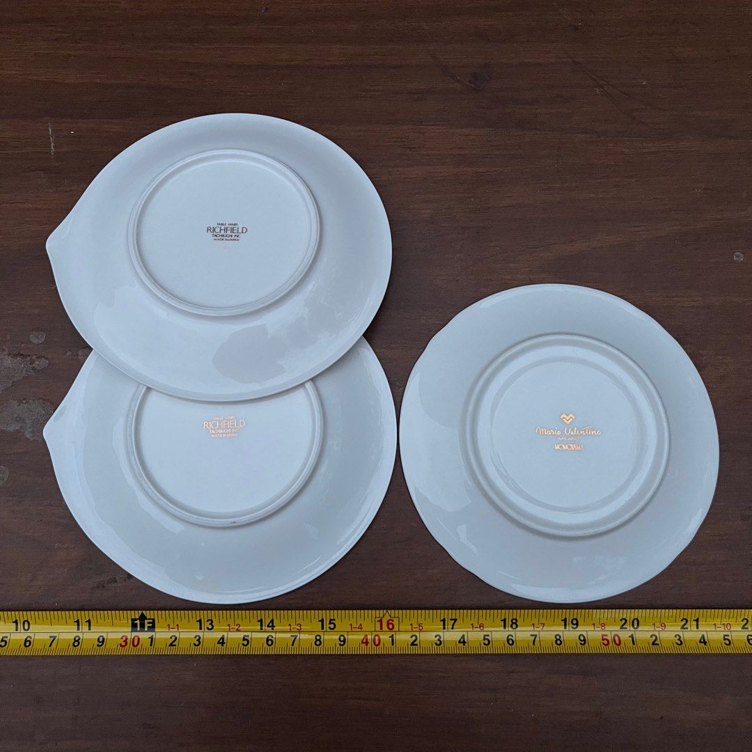 RICHFIELD & MARIO VALENTINO Dessert Plates ( 3 pcs. ) (Category: Dinnerware & Cutlery) located in Quezon City. Submitted by jsurplusmnl (Listing ID 1348601348, Image 2). Description: RICHFIELD & MARIO VALENTINO Dessert Plates ( 3 pcs. ) - ₱280 •No issue pm for more details and photos MOD: Lalamove or pickup MOP: COD or Gcash.