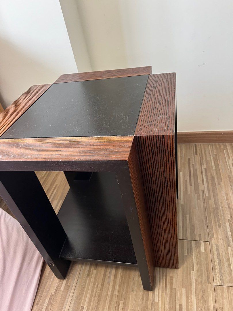 Solid wood Bedside Table one pair (Category: Other Home Furniture) located in Singapore. Submitted by cherryliu201511 (Listing ID 1348519608, Image 2). Description: Good condition; one pair go together Self pick at Bukit Batok .