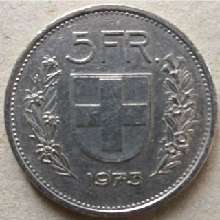 【美品】1968 スウェーデン 5FR コイン ヘルヴェティカ 5 Francs (Herdsman; copper-nickel; embossed edge