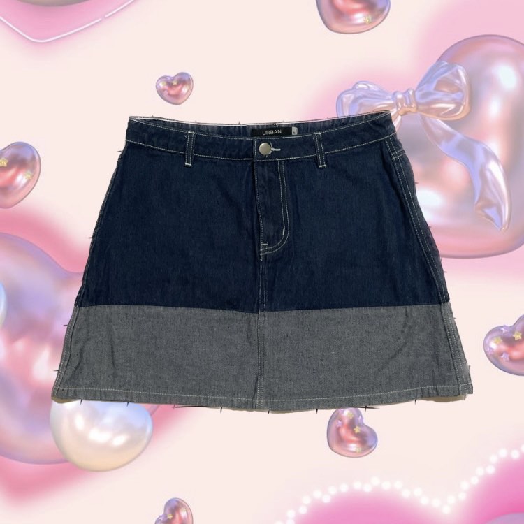 Denim Two Piece Crop Tops & Mini Skirts