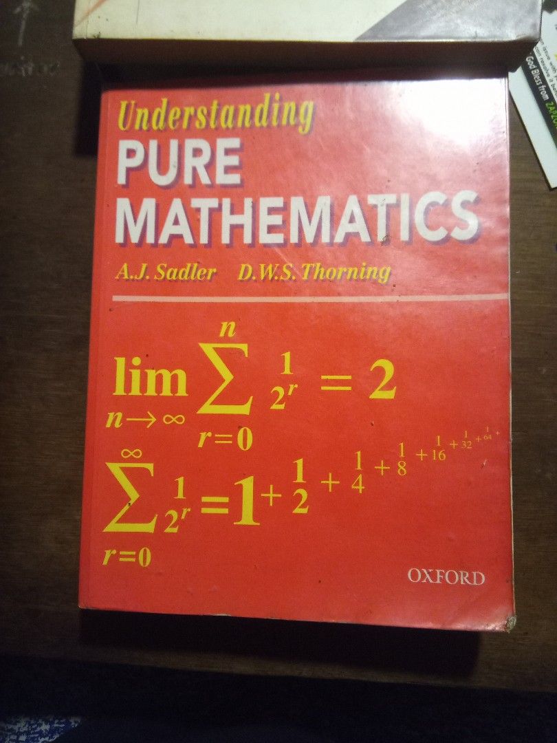 Understanding Pure Mathematics Sadler Thorning Algebra Geometry Trigonometry Calculus Probability statistics Differential Equations Numerical Analysis (Category: Textbooks) located in Quezon City. Submitted by mijoboma (Listing ID 1348267967, Image 1). Description: Halos 2k brand new sa NBS. may nakahiwalay na 4 pages. maliban doon sobrang ganda pa quality. pati even-numbered exercises may answer key sa likod..