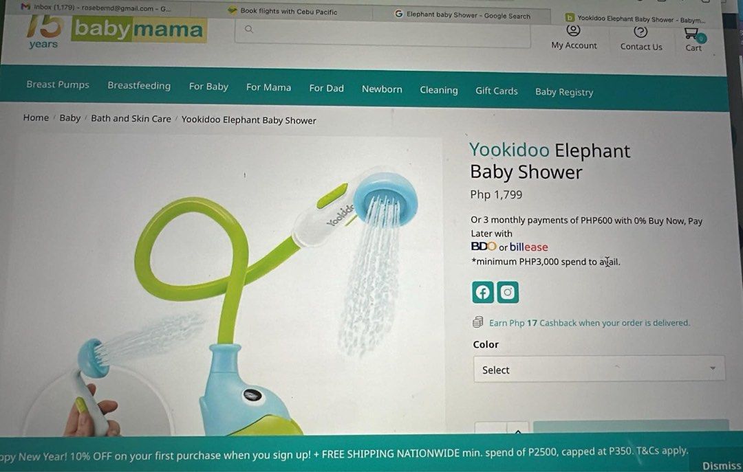 Yookidoo Elephant Baby Shower (Category: Designer & Blind Box Toys) located in Legazpi City. Submitted by Tagged_phl (Listing ID 1348625068, Image 2). Description: Yookidoo Elephant Baby Shower Unopened box, stored only Selling for Php 800 only.
