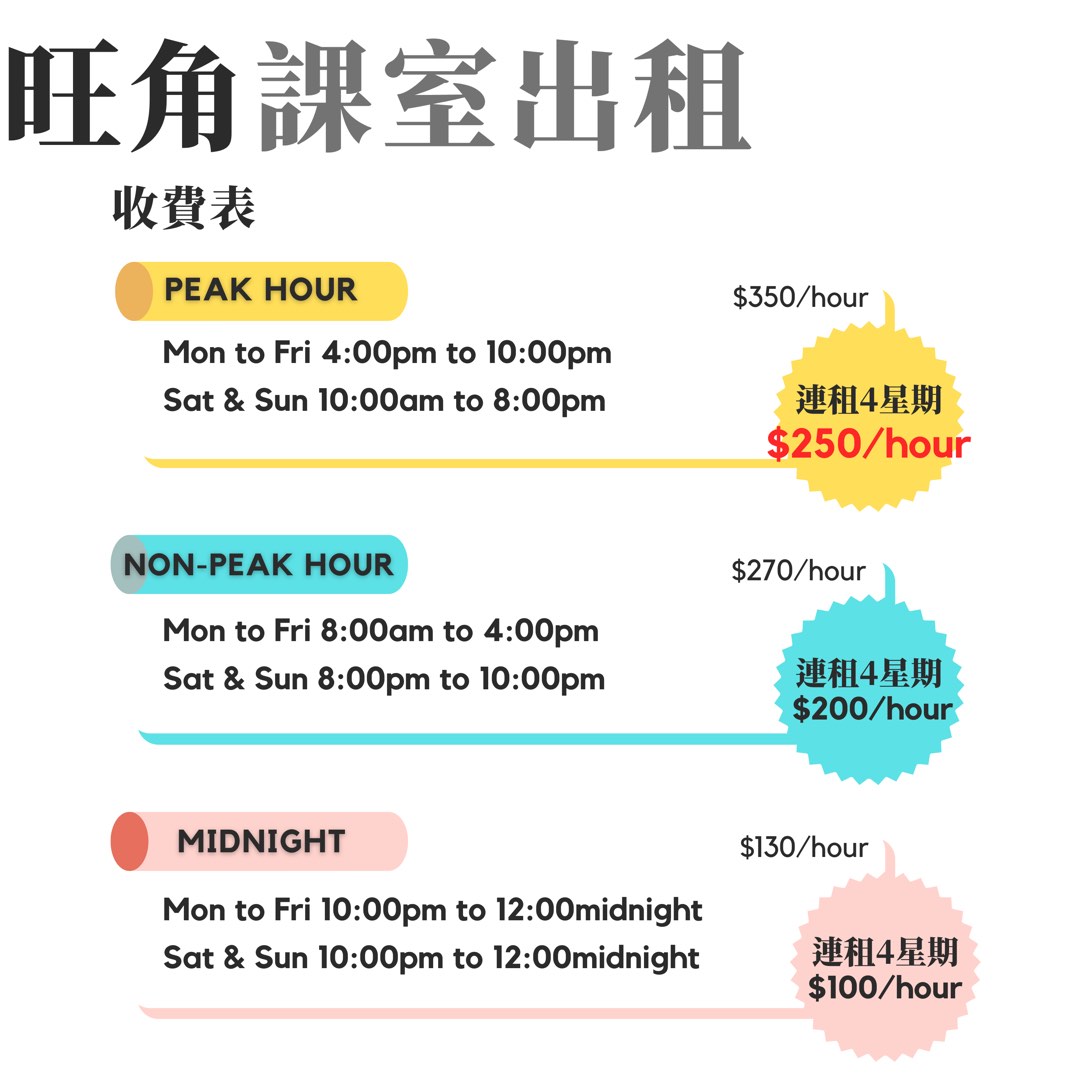 租場優惠！24小時 旺角 場地 租課室 空間，可容納10 – 40人，課室、講座室、會議室、培訓等63438755794563111