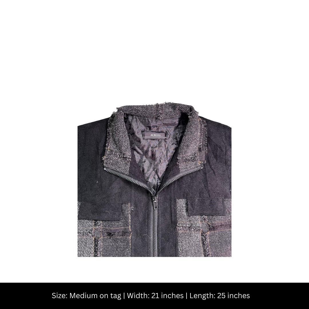 Across Patchwork Soft Denim Full-Zip Vest (Category: Vests) located in Cainta. Submitted by thriftsbygwaii (Listing ID 1348639103, Image 3). Description: PLEASE READ!!! Brand: Across Size on tag: Medium Color: Black/Gray Dimes Width: 21 inches Length: 25 inches Already washed. Colors might change because of the lighting. Buy at your own risk. No return/refund policy. Location: Cainta Rizal Mode of Payment: Gcash/Paymaya Mode of Delivery: JNT/LBC/