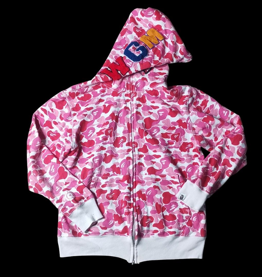 Bape Abc Bape Womens Hoodies BAPE SHARK ABC Pink Camo Zip Up