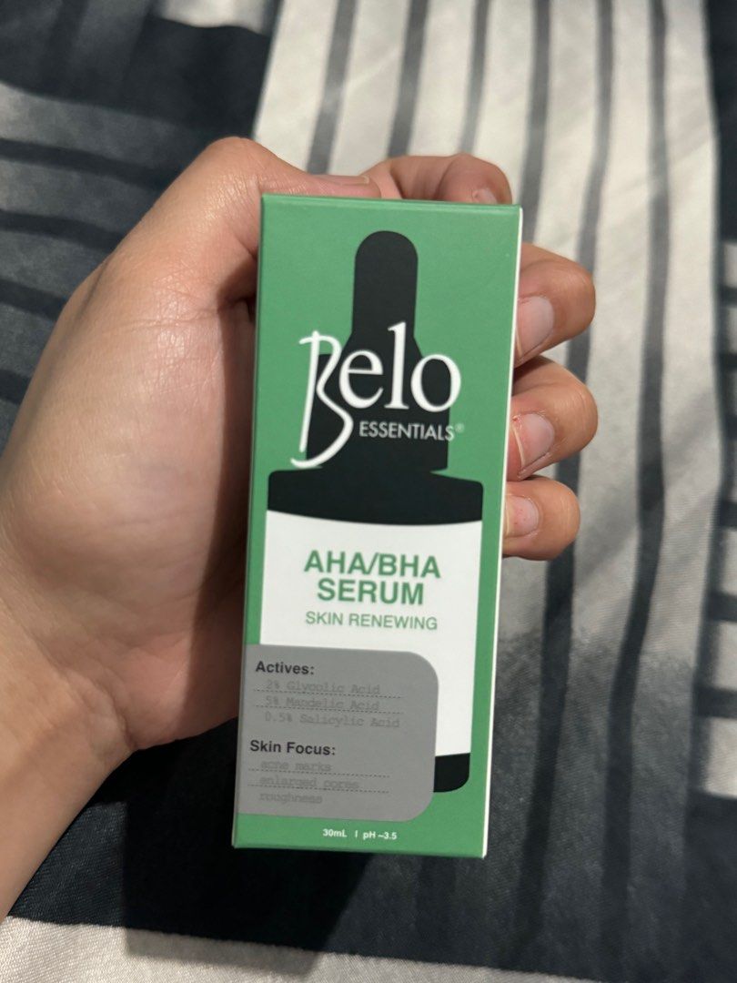 Belo Essentials AHA BHA Skin Renewing Serum 30mL (Category: Face Care) located in Mandaluyong City. Submitted by irenealejandro (Listing ID 1348768620, Image 1). Description: Srp 550.00 Brand New Rfs: will not use anymore, owner already using other brand Expiration: April 2027.