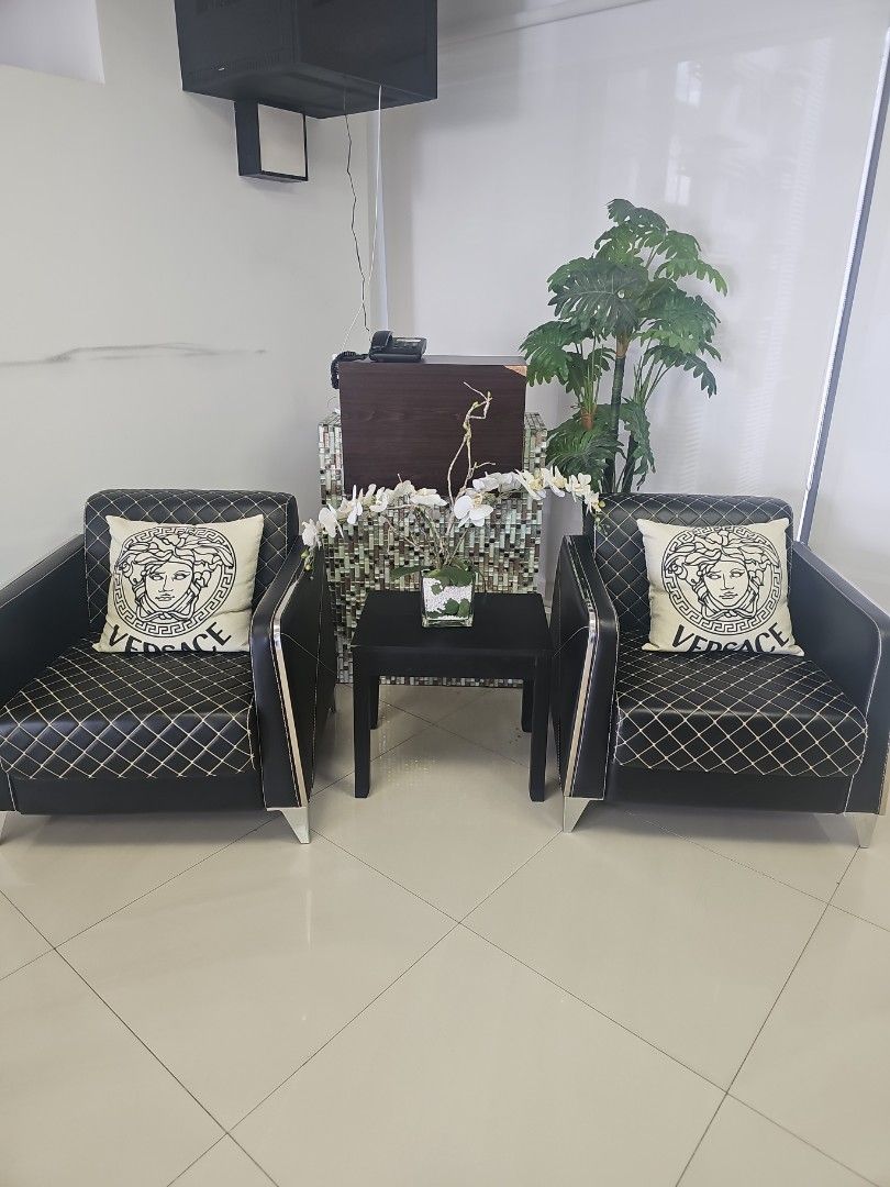 Black Leather Sofa Couch Set Chanel Inspired (Category: Sofas) located in Makati City. Submitted by elle.atari (Listing ID 1348690329, Image 2). Description: drop your offers price negotiable shipping is shoulder of buyer.