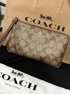 Coach Large Corner Zip Wristlet in signature canvass