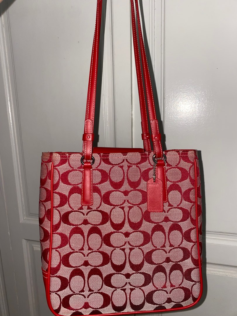 Coach Red Tote Bag, Luxury, Bags & Wallets on Carousell
