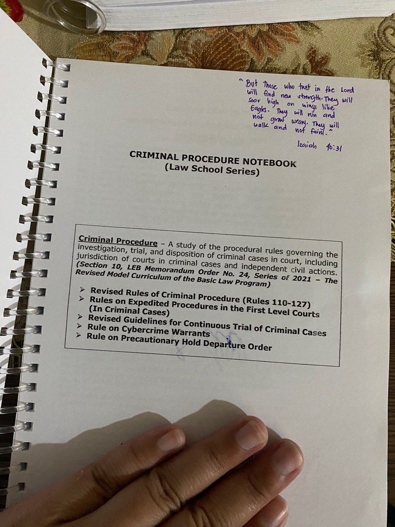 Criminal Procedure Codal Notebook (Category: Textbooks) located in Manila. Submitted by cyltine (Listing ID 1348735569, Image 2). Description: This is a codal notebook where you can memorize and take note at the same time. .