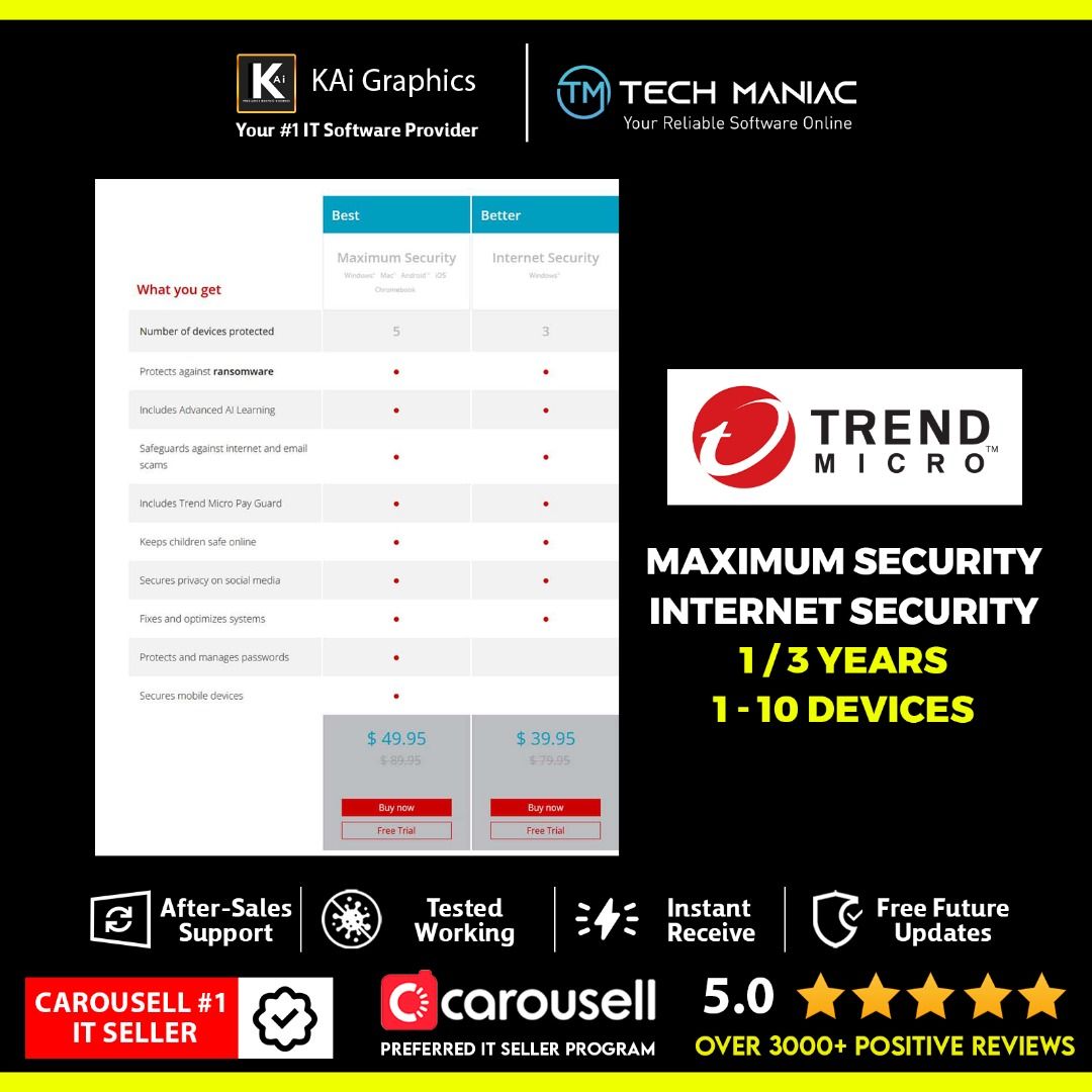 🎁Free ADOBE | Original Trend Micro Antivirus Software For Windows & MacOS Anti Virus | Internet Security | Maximum Security | 1-6 Devices 1-3 years (Norton / Mcafee / Trend Micro / Trendmicro)62863059504129111