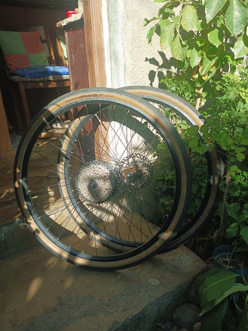 Gravel Wheelset (Category: Bicycles) located in Manila. Submitted by ventruex (Listing ID 1348645724, Image 1). Description: WHEELSET FOR SALE For Gravel Set Up -Chaoyang GRAVEL GP Shark Skin 700c x 38c 70% & 85% -KOOZER XM490 Pro Quick Release 6 Pawls 32 Holes -Mavic XM 319 Disc Rimset 32H Black 8speed sagmit cogs Giant Rotors 160mm F/R.