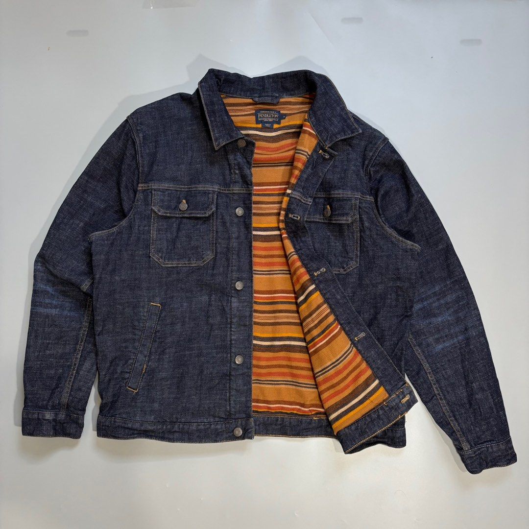 pendleton carpet lining denim jacket (Category: Coats, Jackets and Outerwear) located in Angeles City. Submitted by luxgood18 (Listing ID 1348740279, Image 1). Description: pendleton carpet lining denim jacket Size xl Dimes 25/28 Excellent condition 3k plus shipping fee Unli vouch po.