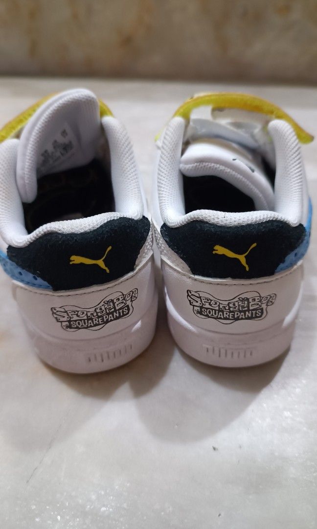 Puma spongebob limited edition shoes (Category: Babies & Kids Fashion) located in Manila. Submitted by unboxing_addict (Listing ID 1348633382, Image 3). Description: Puma baby spongebob limited edition shoes like new and looks new no issues UK 5 US 6C see photo for size.