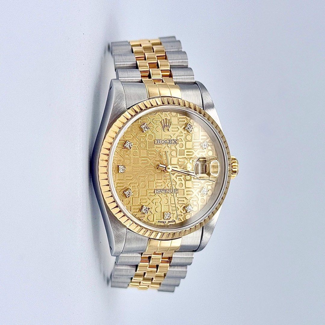 Rolex (Category: Luxury Watches) located in Las Pinas. Submitted by calmphoenix.234114 (Listing ID 1348806783, Image 3). Description: ROLEX Datejust 36mm Year ‘91 ₱489,000 *also available in 26mm Reference 16233 Champange Anniversary / Computer Face Dial with Diamond Hour-markers 18K Yellow Gold Diamond Bezel 18k Yellow Gold Two-Tone Jubilee Bracelet Caliber 3135 Condition 9.8/10 Inclusions: Rolex Box Rolex Service Pouch Acrylic Case .