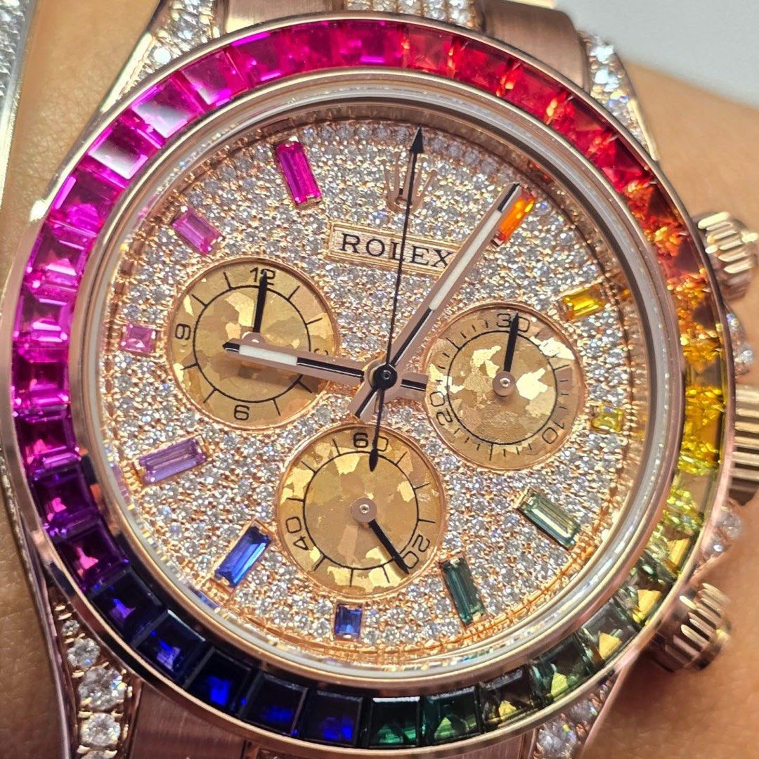 Rolex Daytona Rainbow Daytona 2012 (Category: Luxury Watches) located in Quezon City. Submitted by luxurystationph.com (Listing ID 1348687988, Image 3). Description: Rolex Rainbow DAYTONA Mens Watch 40mm Solid Rosegold Ref no.116505 Year 2012 Comes with extra links,card,hangtag and box Excellent condition.