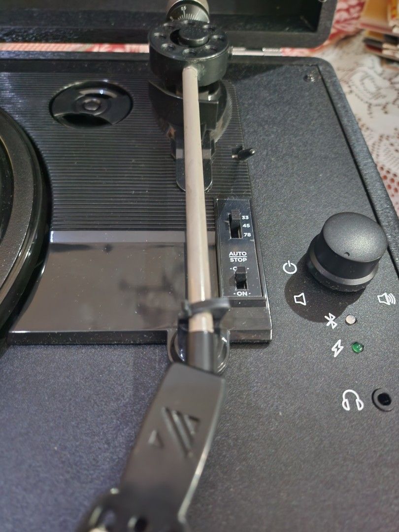 Satchmi motorino mk3 black turntable vinyls (Category: Portable Music Players) located in Manila. Submitted by topperware (Listing ID 1348700128, Image 3). Description: shows visible signs of aging. has rusts on some areas. stickers have been removed but may show some leftover marks. selling this along with some stacks of vinyls and giving away the cassette tapes for free. this is amateurly stored. sensitive buyers pls be advised!!!.