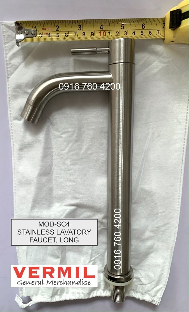 STAINLESS BASIN TALL FAUCET (Category: Bathroom & Kitchen Fixtures) located in Manila. Submitted by allanmil (Listing ID 1342184863, Image 2). Description: STAINLESS Lavatory Faucet ➤ Tall Faucet ➤ Long Faucet ➤ Height: 12in ➤ For counter-top basin SPECIAL PRICE: ₱750 . . •• WITH PHYSICAL STORE located in Sampaloc Manila (near UST) •• Delivery via Lalamove/Grab •• COD via Lalamove's Purchase Service.
