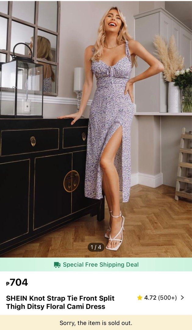 tie straps floral dress (Category: Dresses) located in Ozamiz City. Submitted by ggglad (Listing ID 1348789775, Image 2). Description: super pretty, never used because too small for me original Shein fits XS-Small sf 100(j&t).