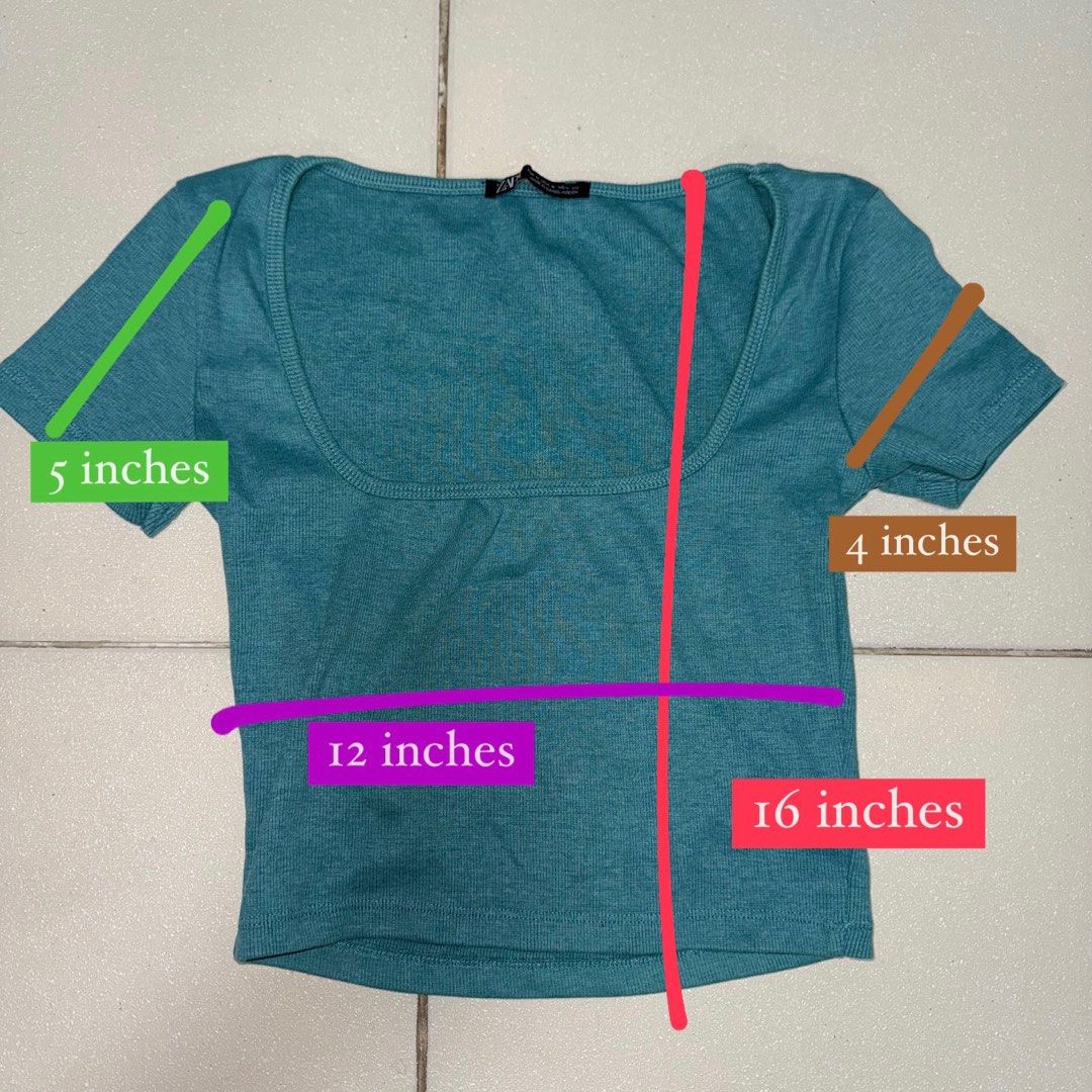 Zara Fitted Square Chest Teal Shirt SMALL (Category: Shirts) located in Manila. Submitted by eancc (Listing ID 1348682091, Image 2). Description: Fits XS to small frames, no damages RFS: Decluttering MOP: Gcash BDO BPI .