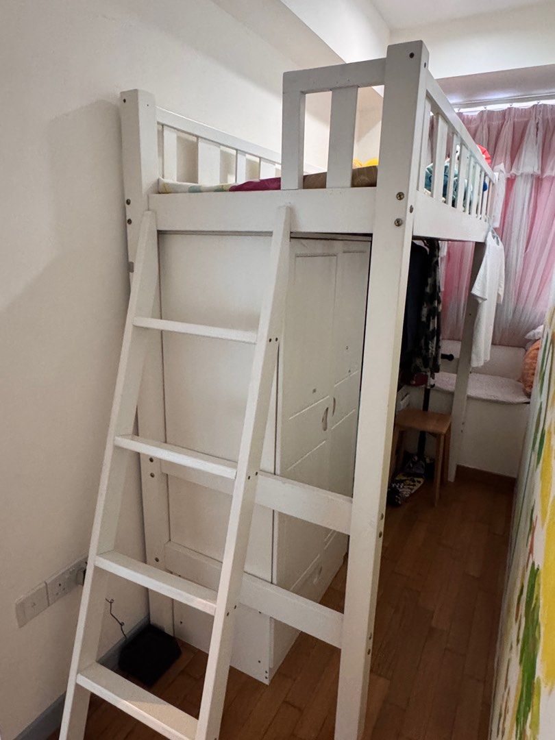 Bunk Bed (Category: Bed Frames & Mattresses) located in Singapore. Submitted by dearmushroom (Listing ID 1348862113, Image 2). Description: Self collection at Toa Payoh. Fast deal. House moving clearance. 0.8mx1.9m With staircase, bed frame and wardrobe. Suitable for childcare and primary kids. .