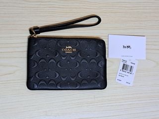 Coach Corner Zip Wristlet in Signature Canvas
