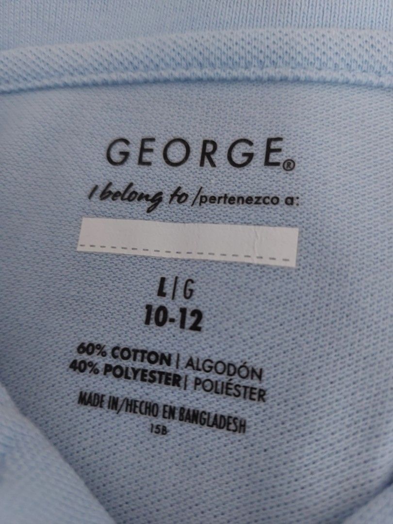GEORGE Kids Polo Shirt Large (Category: Babies & Kids Fashion) located in Pasig City. Submitted by ielsc (Listing ID 1348896796, Image 3). Description: Brand: George Color: Light/Sky Blue Size: Large (10-12) Condition: Lightly Used.