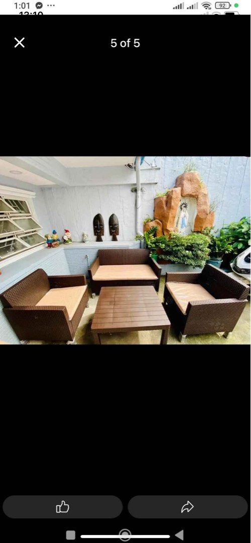 Jolly Rattan Sala Set with foam and table (Category: Sofas) located in Manila. Submitted by kellychz (Listing ID 1348863182, Image 1). Description: FREE DELIVERY MOST PLACES RATTAN SALA SET WITH FOAM AND TABLE BDOEGA PRICE PLASTIC RATTAN 😇😇💯💯 brand new cod gcAh.