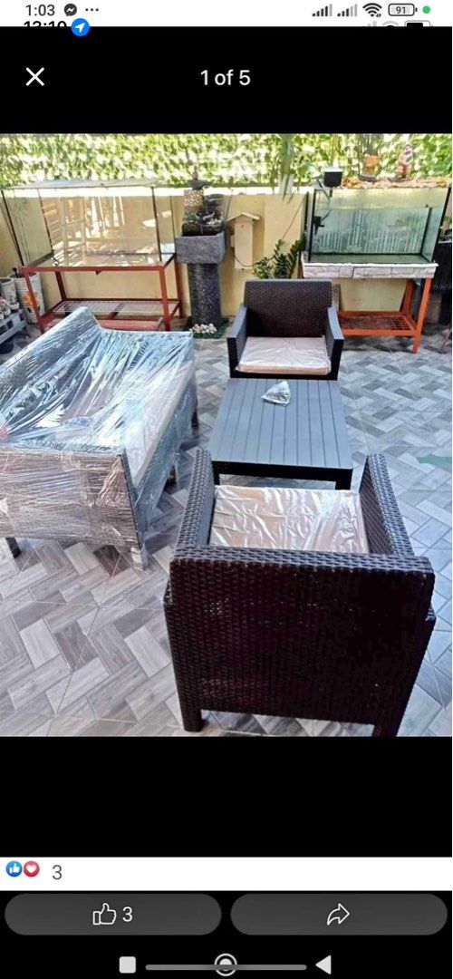 Jolly Rattan Sala Set with foam and table (Category: Sofas) located in Manila. Submitted by kellychz (Listing ID 1348863182, Image 3). Description: FREE DELIVERY MOST PLACES RATTAN SALA SET WITH FOAM AND TABLE BDOEGA PRICE PLASTIC RATTAN 😇😇💯💯 brand new cod gcAh.