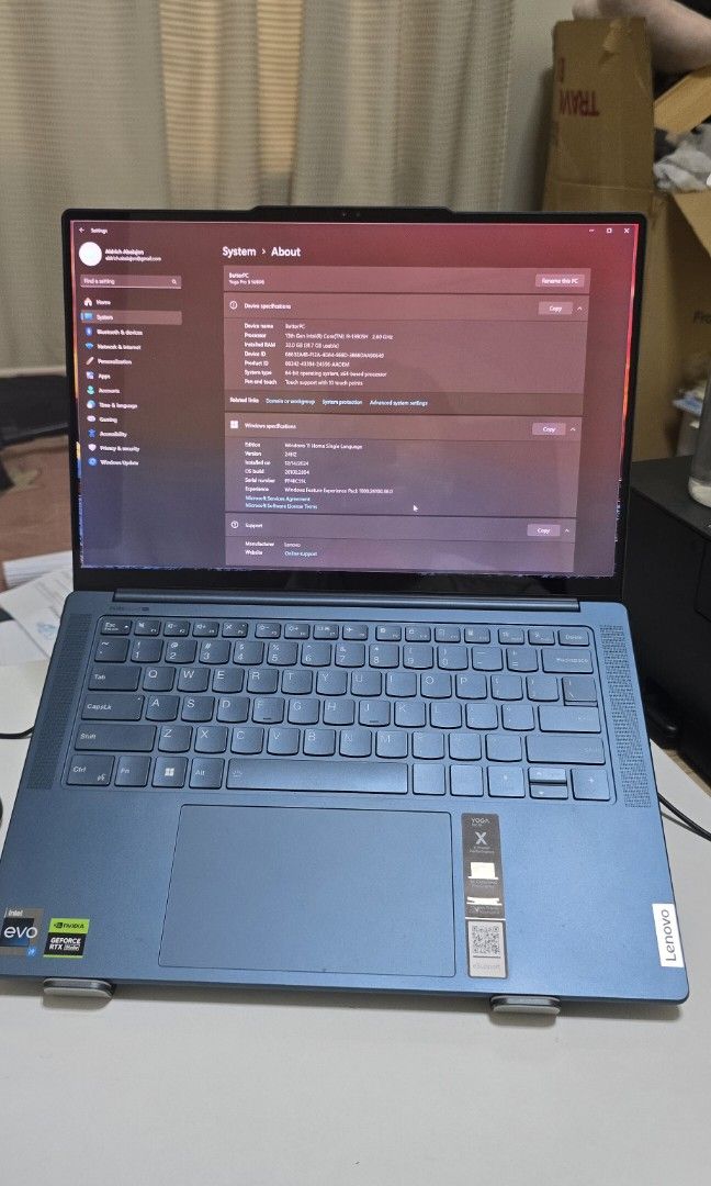 Lenova yoga pro 9i (Category: Laptops & Notebooks) located in Mandaluyong City. Submitted by aldrich.abalajon (Listing ID 1348860343, Image 1). Description: ProcessorIntel® Core™ Ultra 9 185H Processor (E-cores up to 3.80 GHz P-cores up to 5.10 GHz) Operating SystemWindows 11 Home Single Language 64 Graphic CardNVIDIA® GeForce RTX™ 4060 Laptop GPU 8GB GDDR6 Memory32 GB LPDDR5X-7467MT/s (Soldered) Storage1 TB SSD M.2 2280 PCIe Gen4 TLC Display16" 