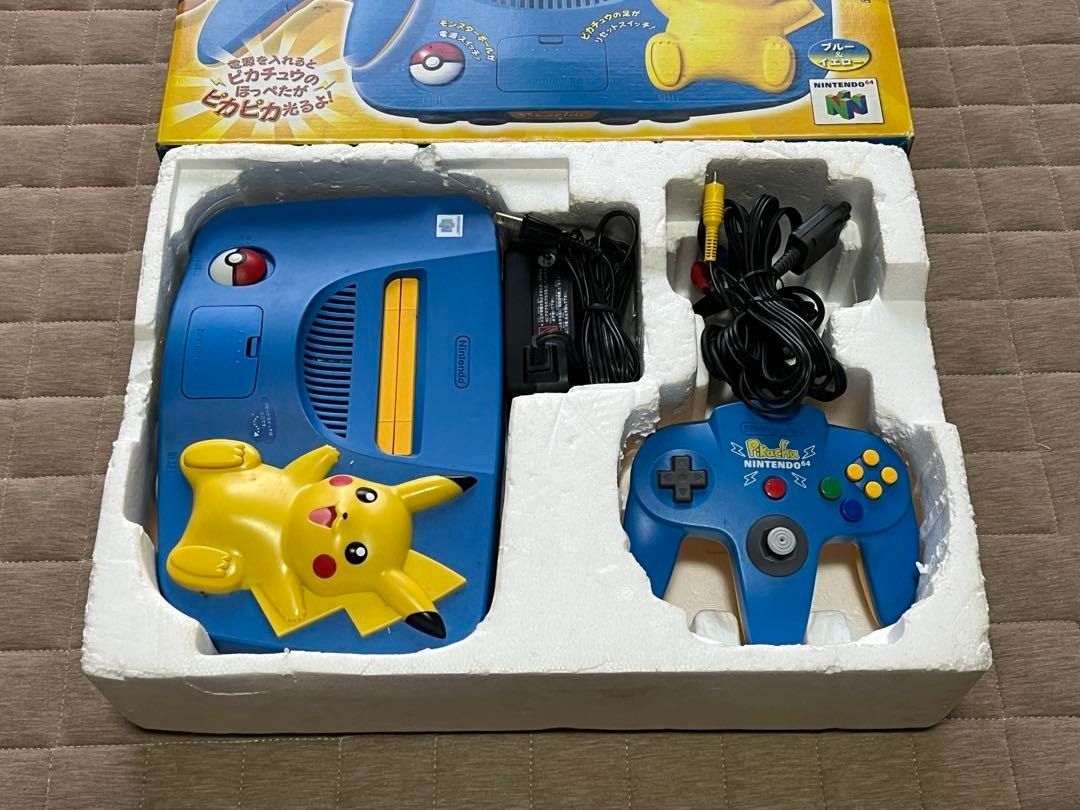 Nintendo64 Pikachu Model Body Blue & Yellow Control Bros. (Category: Nintendo) located in Manila. Submitted by japan_treasure (Listing ID 1348851071, Image 3). Description: ・Nintendo 64 console ・Controller Bros. (Orange) I cannot connect it to a TV so I cannot confirm its operation. When I plugged it into an outlet, it powered on. Please purchase only if you are happy to accept that the product has not been tested for functionality. Please see th
