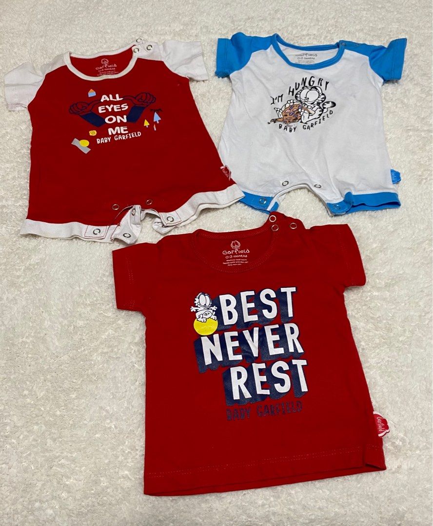 Preloved Garfield Set - 0-3months (Category: Babies & Kids Fashion) located in Antipolo. Submitted by random_it3ms (Listing ID 1348903582, Image 1). Description: Rfs: Decluttering.