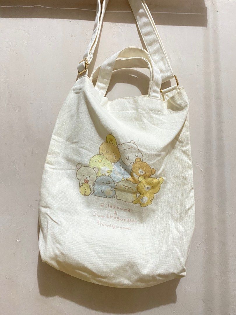 Rilakkuma & Sumikko gurashi Tote Bag (Category: Tote Bags) located in Manila. Submitted by art.listskar (Listing ID 1348927055, Image 2). Description: Read First ✨ ✨🐬RILAKKUMA & SUMIKKO GURASHI TOTE BAG🐬✨ -Brand New but requires wash and ironing due to storage - The metal parts are flawless and NO signs of any rust -Bought in Japan -2 way tote bag( see photos of clarification) -with tag included ₱688 + sf Payment First Basis MOP: Gcash MOD: Lal