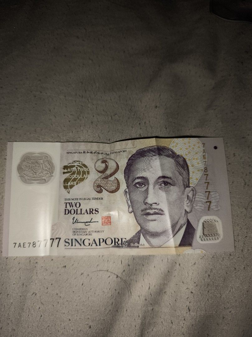 $2 notes (Category: Currency) located in Singapore. Submitted by dexlee (Listing ID 1349175976, Image 1). Description: special number "7777".