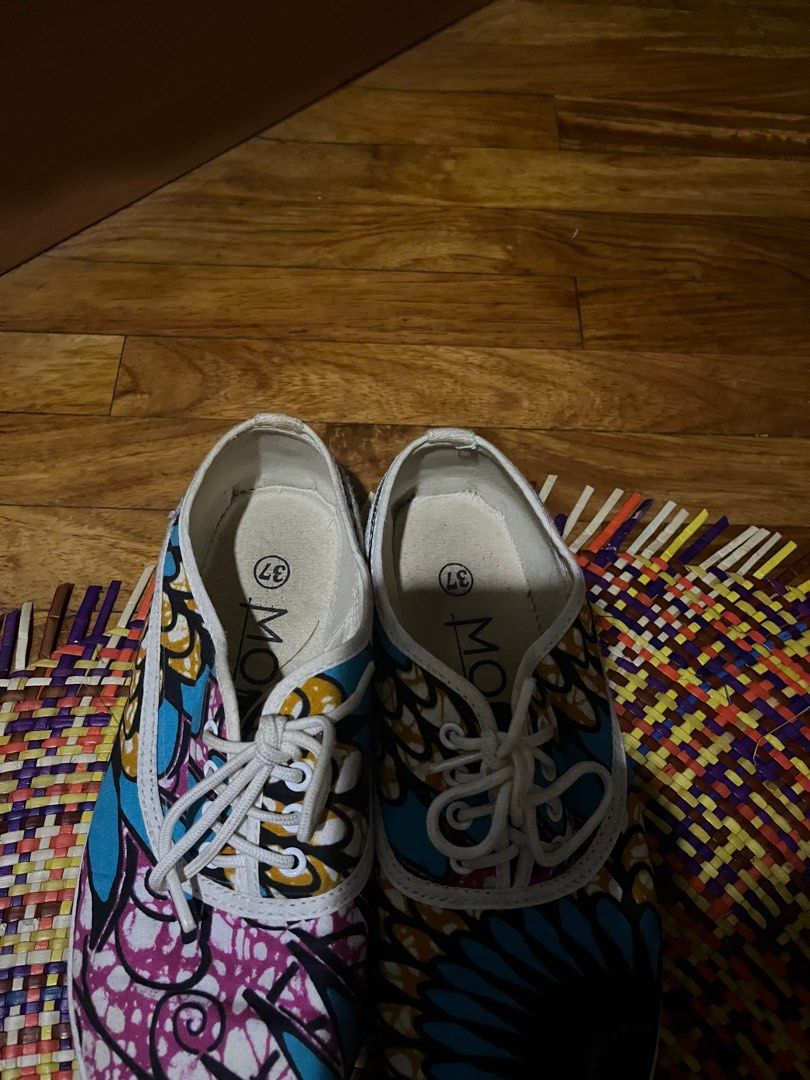 African wax print sneakers (Category: Sneakers) located in Makati City. Submitted by gapofa (Listing ID 1349163002, Image 2). Description: Super cool pair - it will be hard to find another in Manila. Bought in Kenya Selling as it’s not getting enough use and deserves to be out there!.