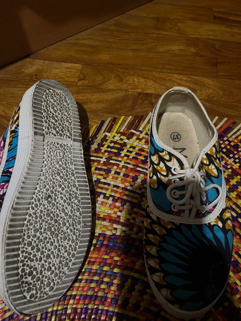 African wax print sneakers (Category: Sneakers) located in Makati City. Submitted by gapofa (Listing ID 1349163002, Image 3). Description: Super cool pair - it will be hard to find another in Manila. Bought in Kenya Selling as it’s not getting enough use and deserves to be out there!.