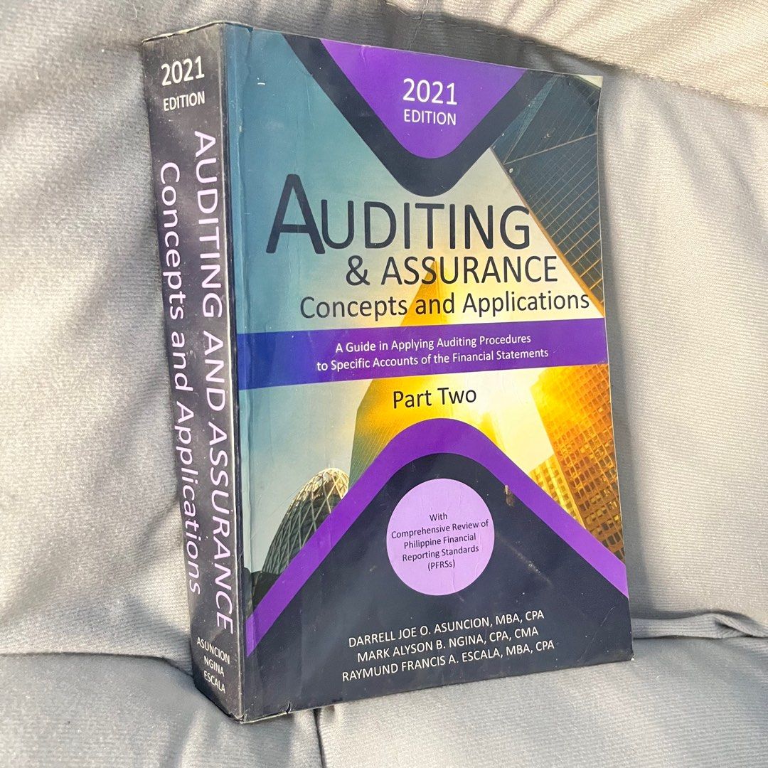 Auditing and Assurance Concepts and Applications (Category: Textbooks) located in Manila. Submitted by blootoosh (Listing ID 1349092269, Image 1). Description: Auditing and Assurance Concepts and Applications Asuncion Ngina Escala 2021 ed authentic ❣️for BSA undergrad ❣️ negotiable will give discount for multiple purchase! 🏷️‼️.