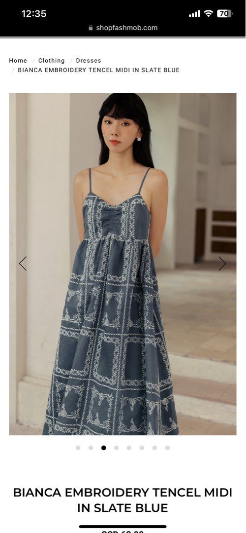 BIANCA EMBROIDERY TENCEL MIDI IN SLATE BLUE size S Fashmob (Category: Dresses) located in Singapore. Submitted by acandaestory (Listing ID 1349042517, Image 2). Description: Size s sold out on site and not on back order.