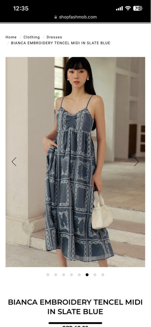 BIANCA EMBROIDERY TENCEL MIDI IN SLATE BLUE size S Fashmob (Category: Dresses) located in Singapore. Submitted by acandaestory (Listing ID 1349042517, Image 7). Description: Size s sold out on site and not on back order.