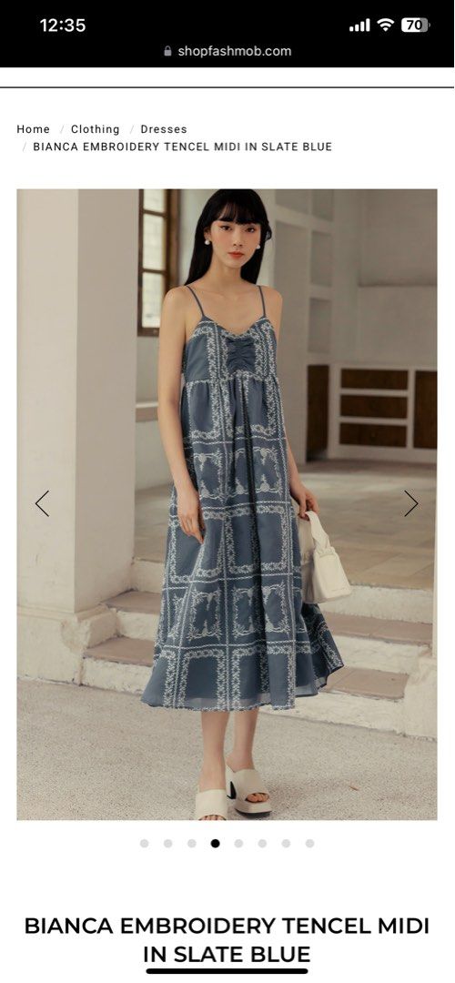 BIANCA EMBROIDERY TENCEL MIDI IN SLATE BLUE size S Fashmob (Category: Dresses) located in Singapore. Submitted by acandaestory (Listing ID 1349042517, Image 4). Description: Size s sold out on site and not on back order.
